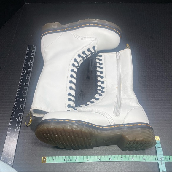 NWOB VTG Dr Martens 14 hole Tall White Boots UK 3=US 5-6 Lace up/Zip PRICE FIRM - Picture 6 of 16